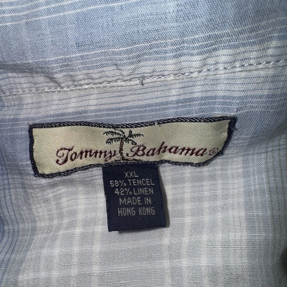 Tommy Bahama Mens 2X Button Up Linen Blend Shirt Plaid Embroider Camp Resortwear - Picture 2 of 5